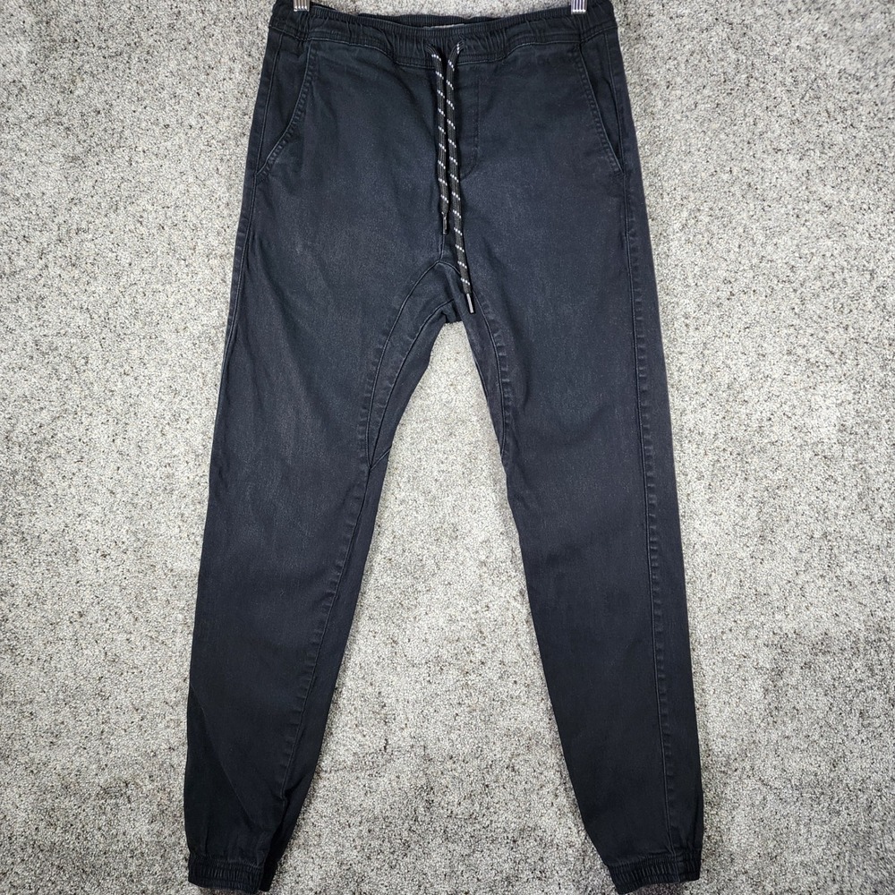 Charles and Half Jogger Pants Mens Small Black Drawstring Stretch Excellent